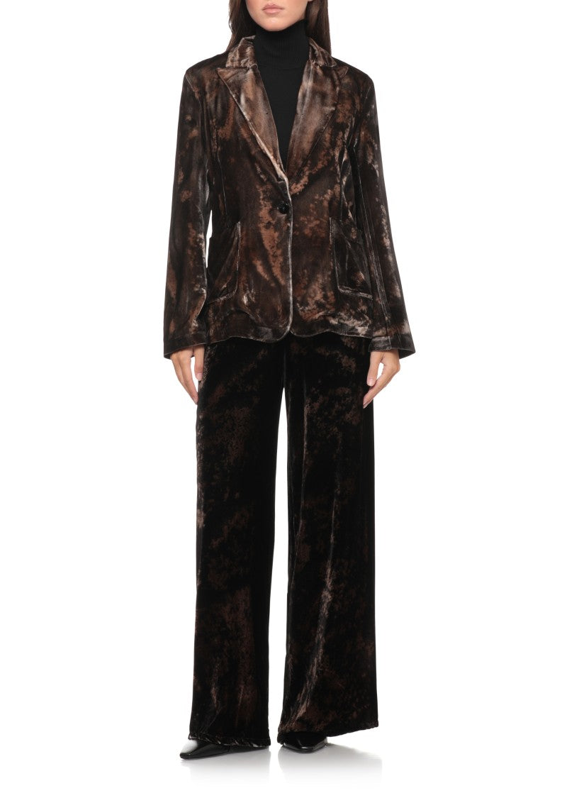 Avant Toi Relaxed Wide-Leg Velvet Trousers With Elastic Waistband