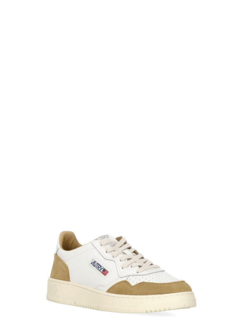 Autry White Medalist Low Suede Inserts Sneakers