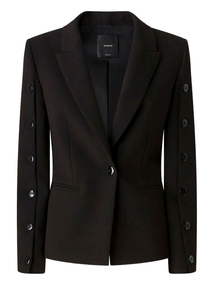 Pinko Tailored Black Jacket With Single-Button Closure And Decorative Sleeve Buttons