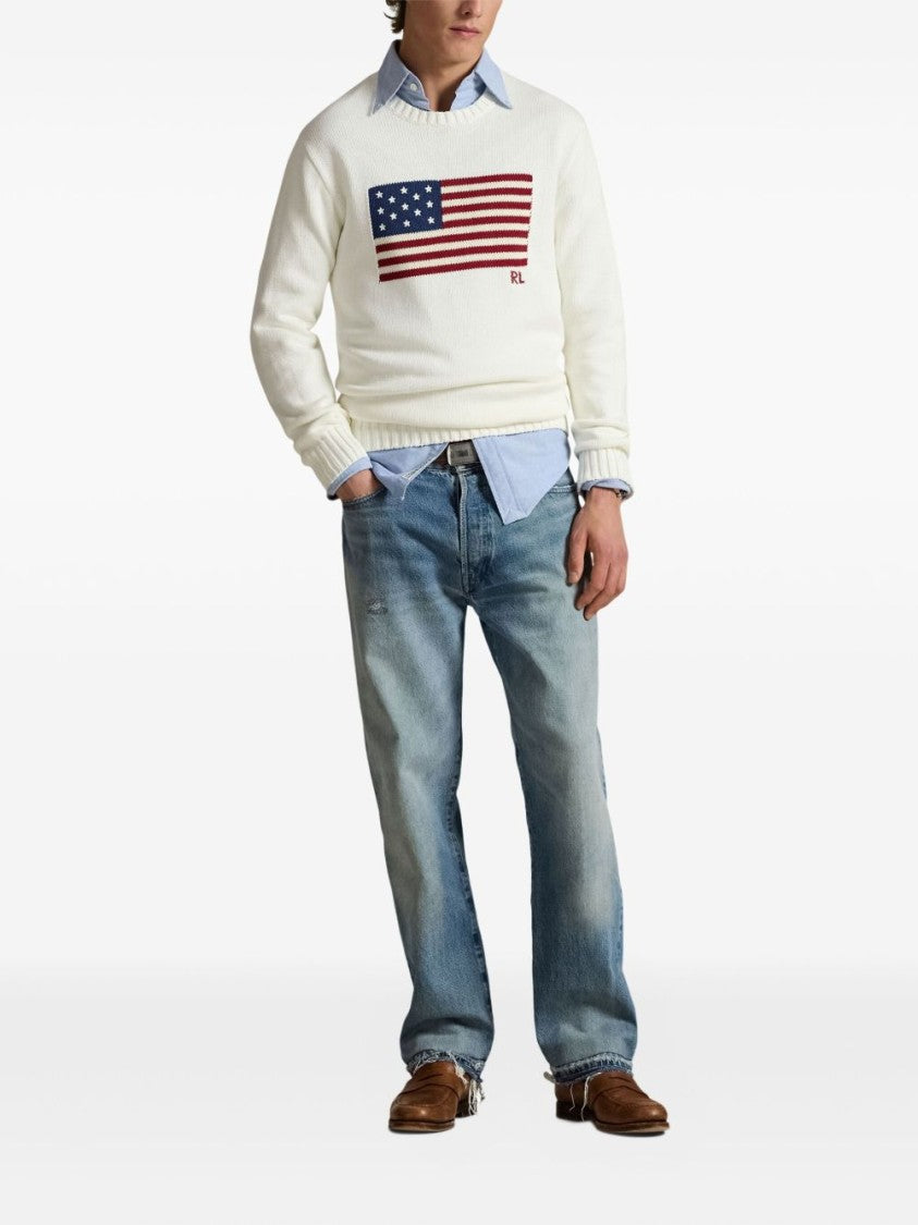 Polo Ralph Lauren Knit Sweater With Iconic American Flag Design