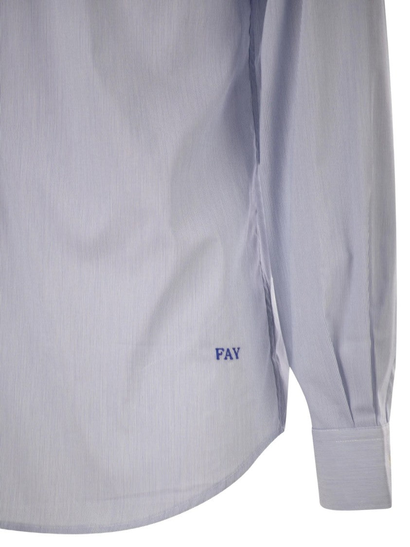 Fay Deep Blue Stretch Cotton Shirt