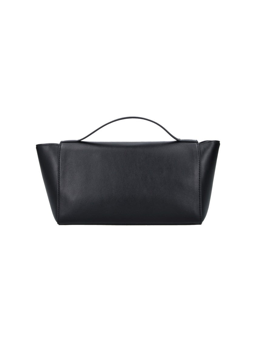 Savette Black Leather Symmetry Trapeze Clutch