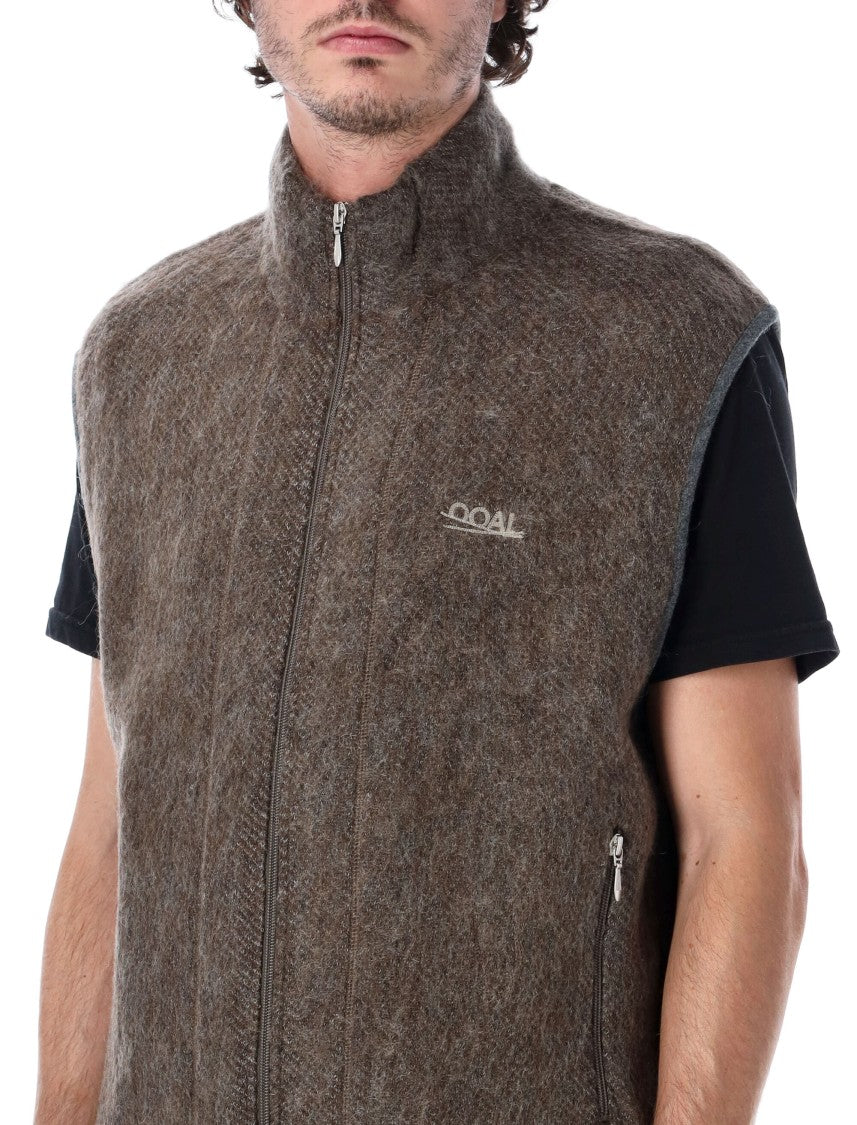 Namamica Zip-Up High Collar Subtle Branding Mohair Vest