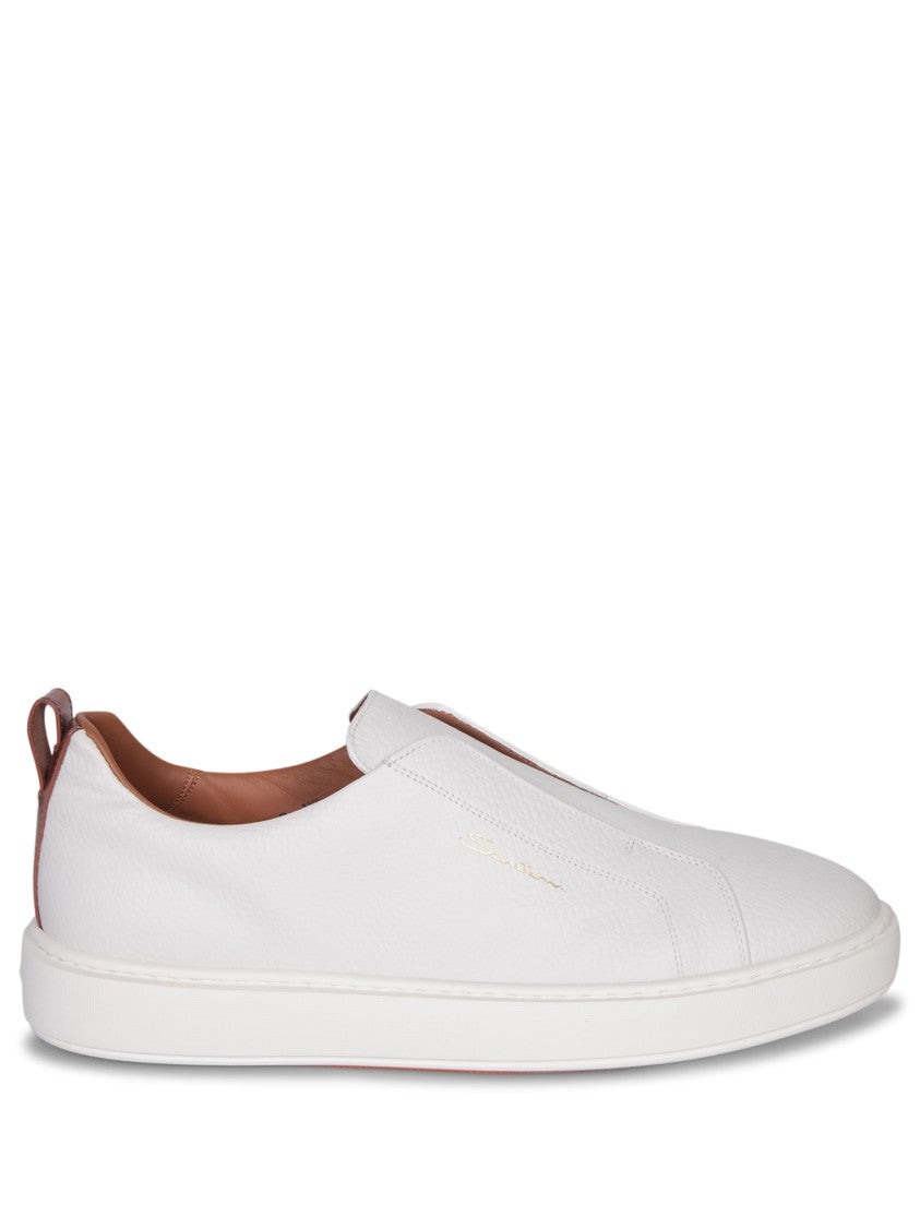 Santoni Slip-On Sneakers With Calf Leather And Durable Rubber Sole