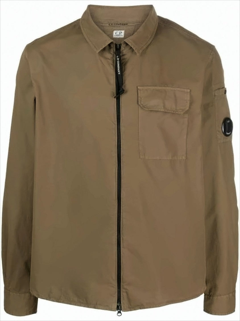 C.P. Company Structured Brown Casual Jacket With Iconic Lens Detail