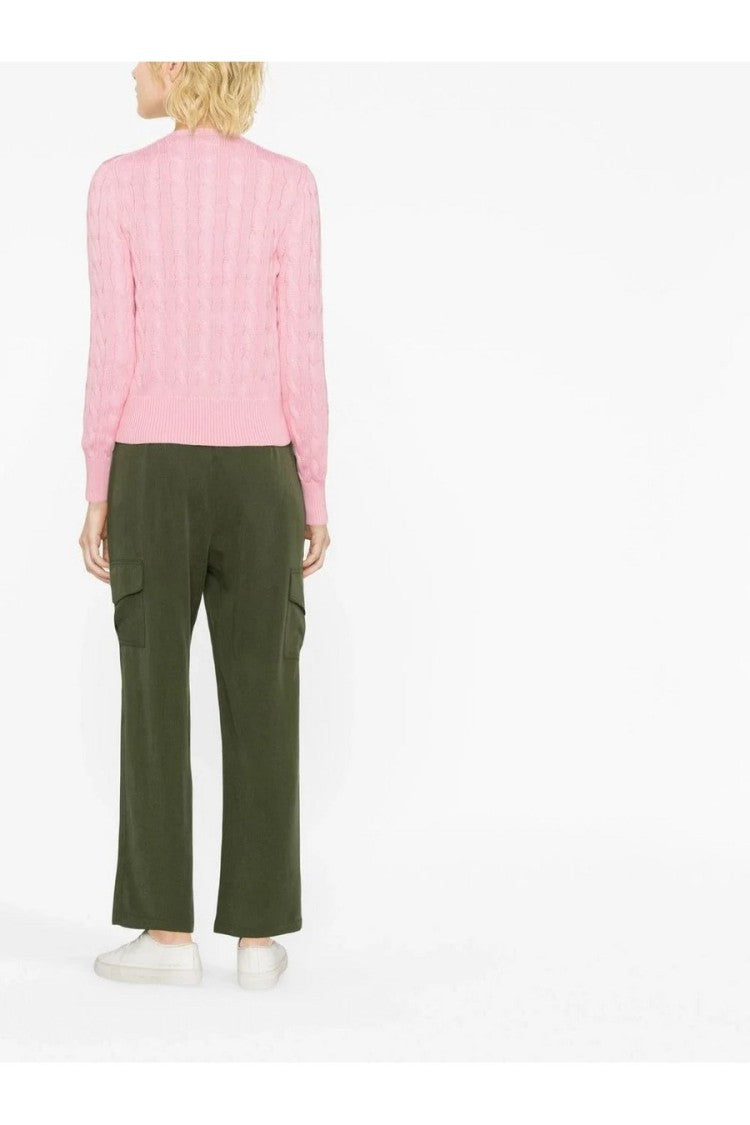 Polo Ralph Lauren Pink Cable-Knit Button-Front Cotton Cardigan