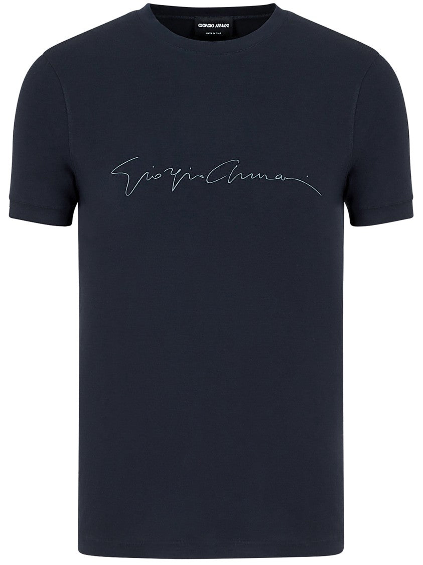 Giorgio Armani Black Slim Fit Cursive Script T-Shirt