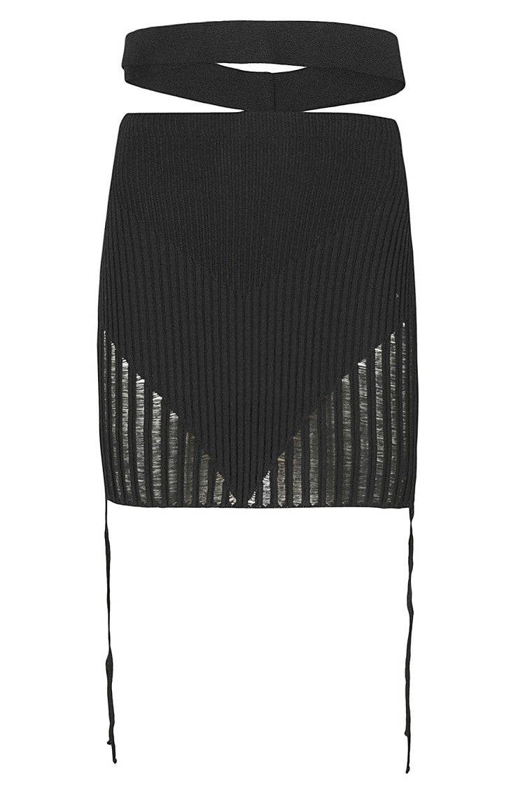 Andreâdamo Fitted Ribbed Knit Mini Skirt