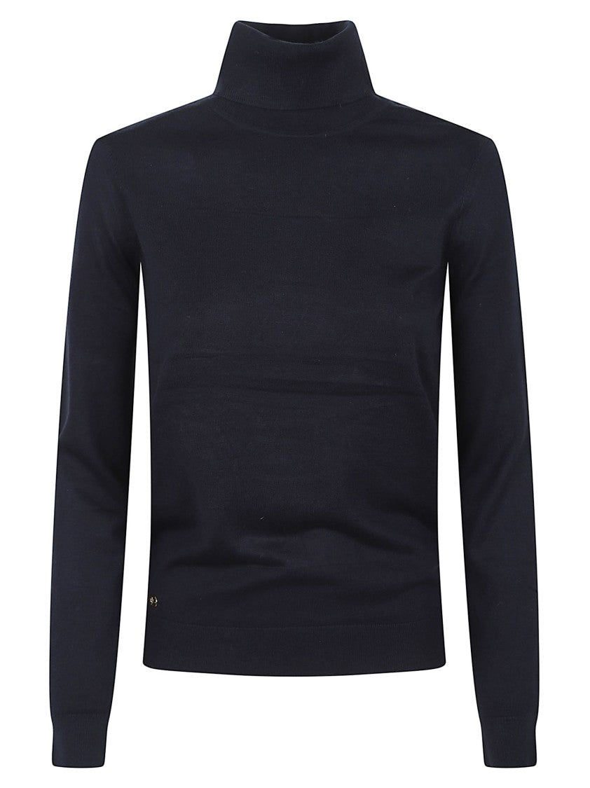 Lauren Ralph Lauren Navy High Neck Sweater With Ribbed Details
