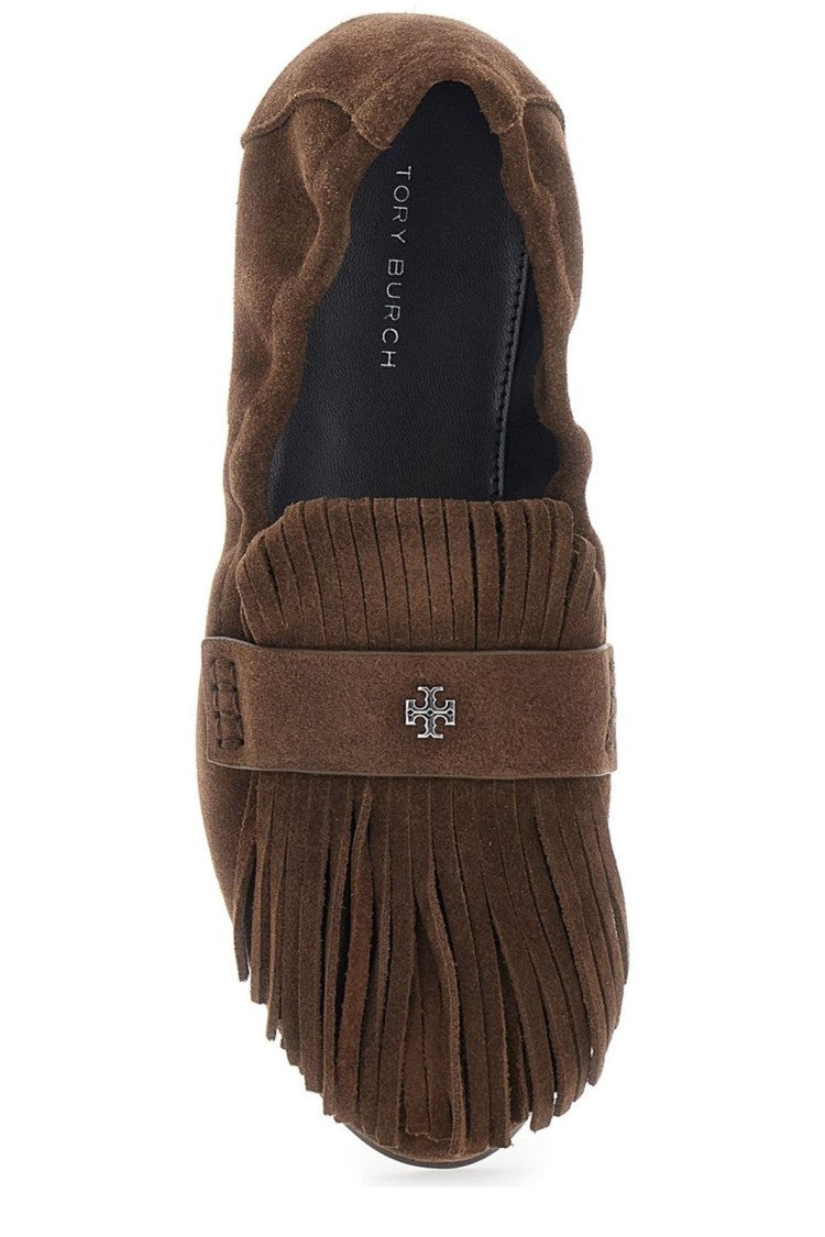 Tory Burch Slip-On Brown Flats With Suede And Leather Blend