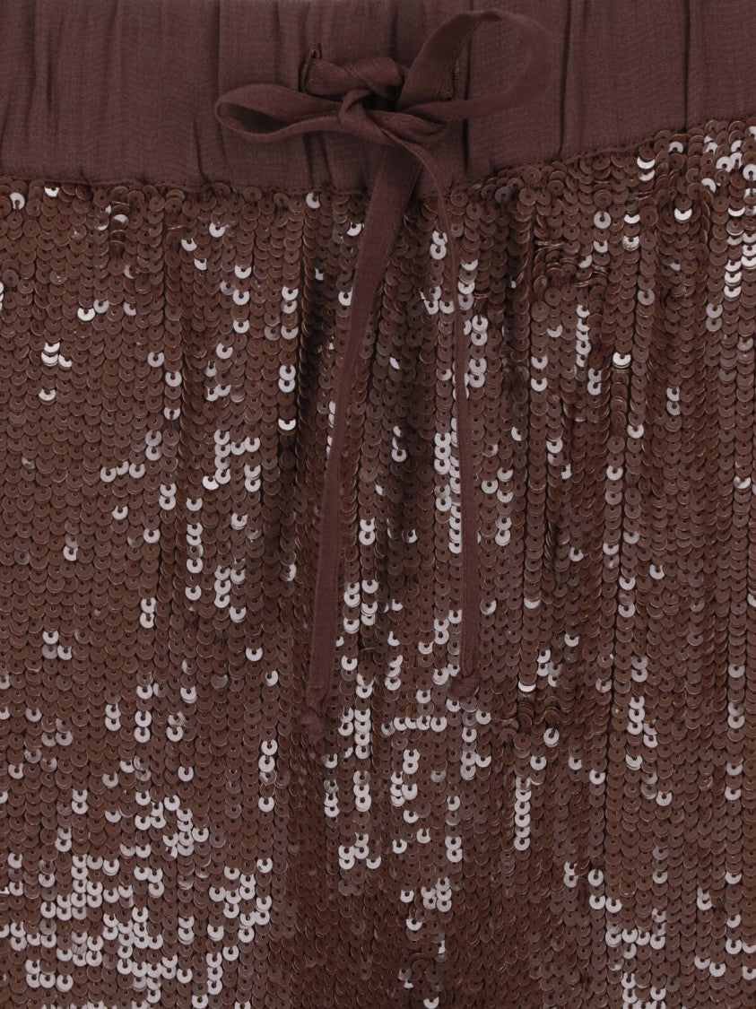 Parosh Brown Viscose Sequin Straight-Leg Pants