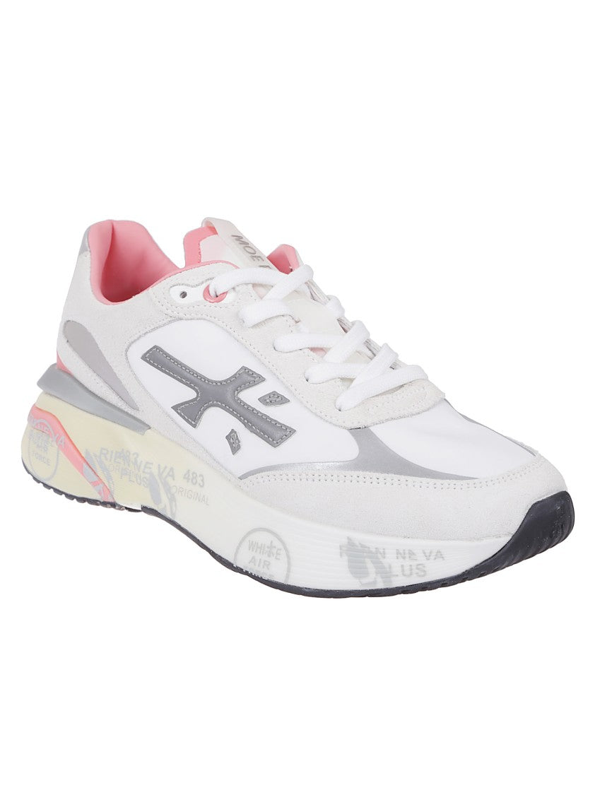 Premiata White Leather And Mesh Sneakers