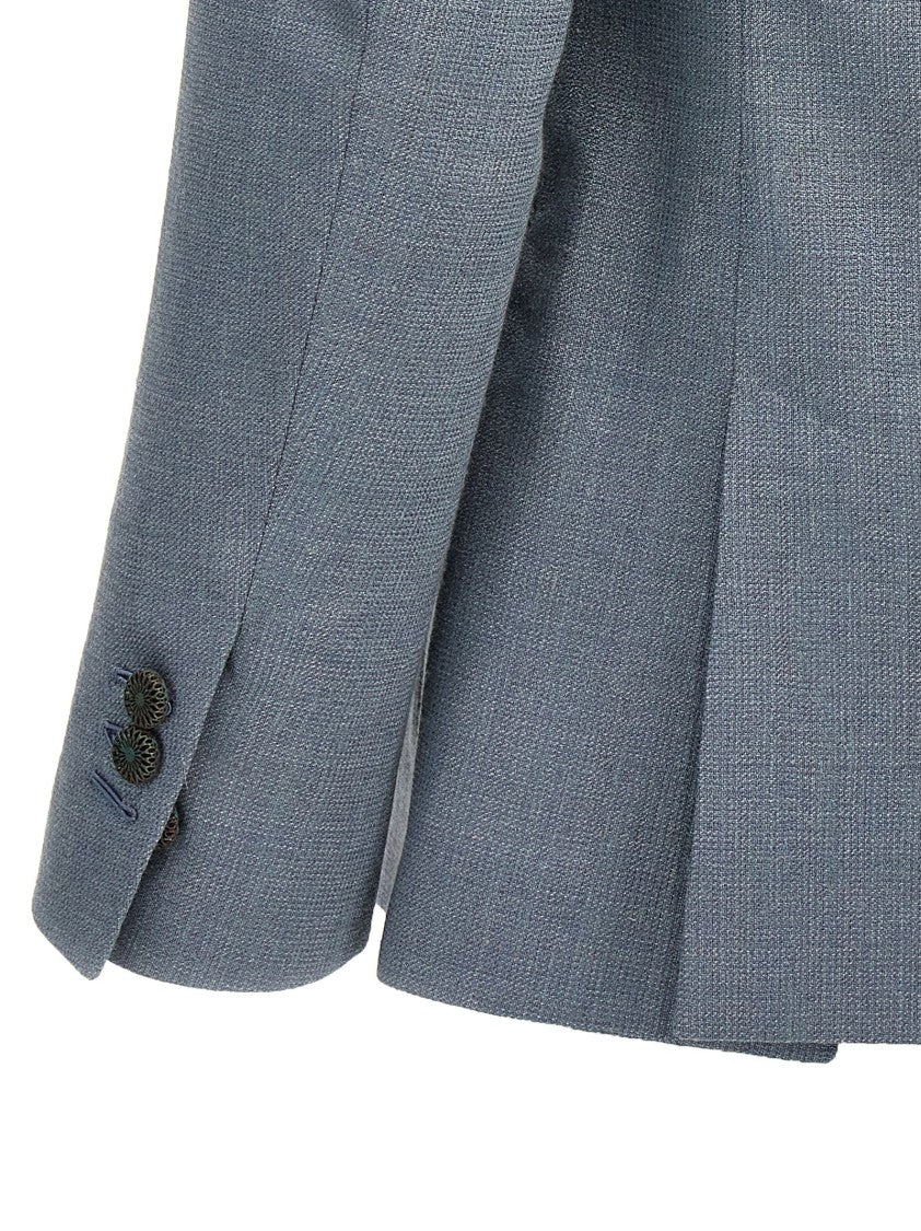 Maurizio Miri Double-Breasted Silk Blend Blazer With Button Closure And Back Vents