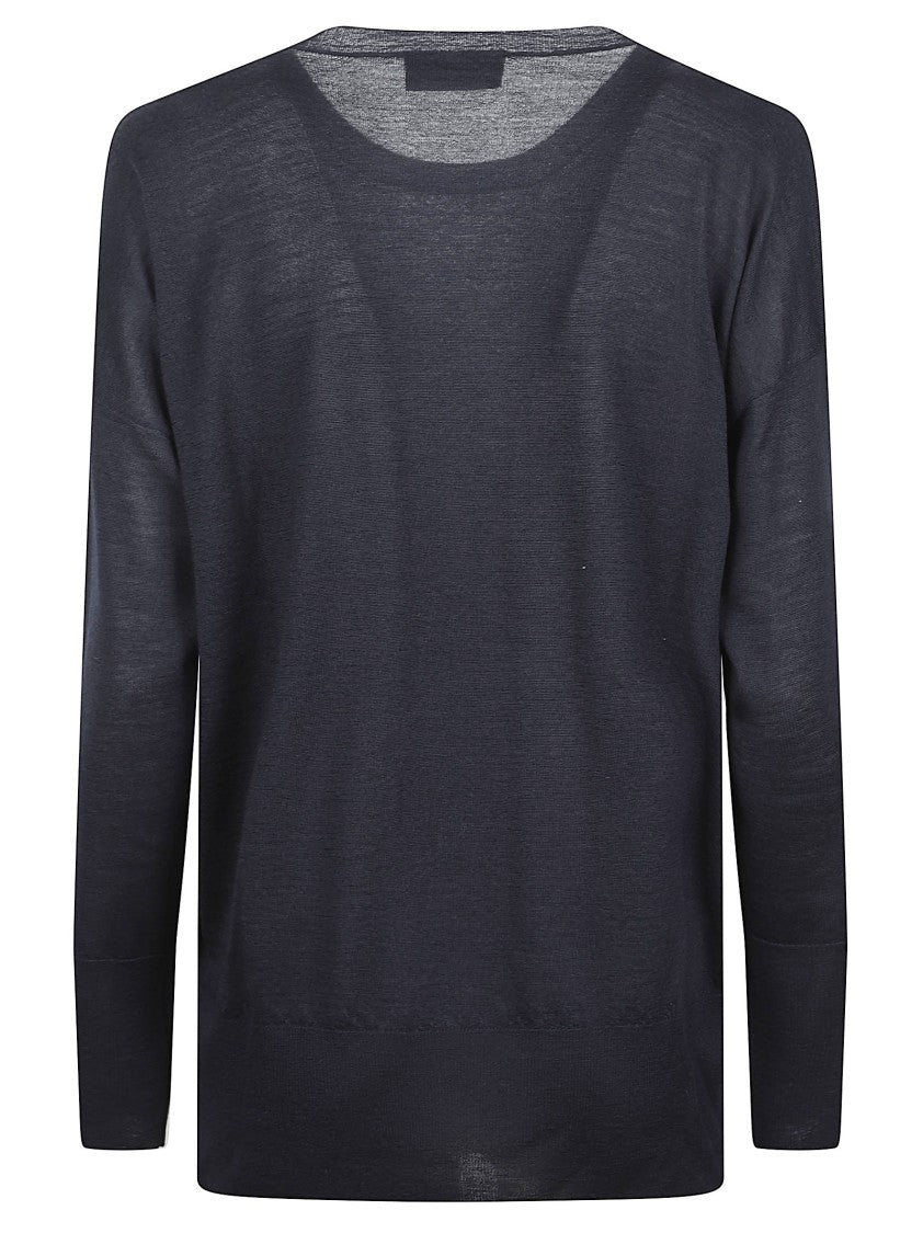 Wlns Cashmere Plain Knitted Crewneck Sweater