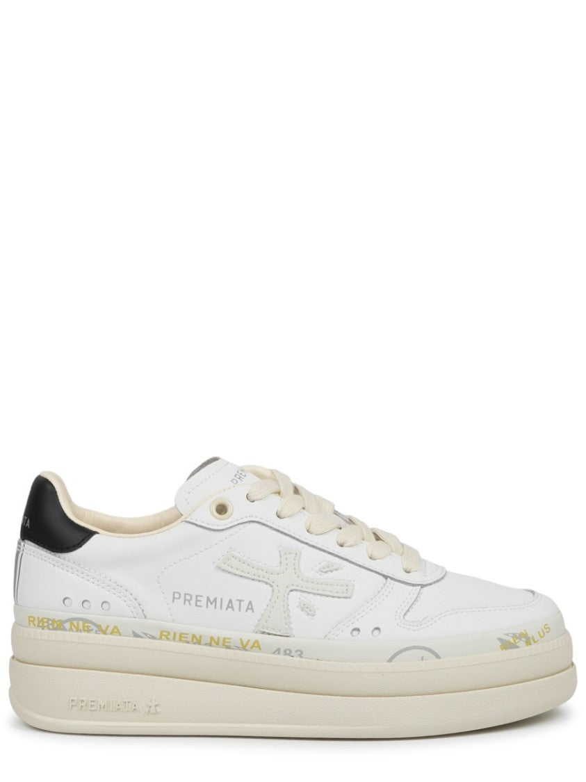 Premiata Off-White Micol Leather Tonal Branding Sneakers