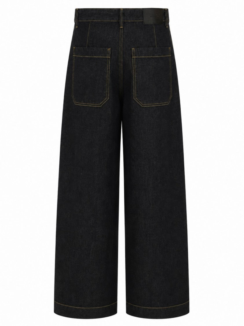 Studio Nicholson Wide-Leg Pleated Cropped Denim Jeans