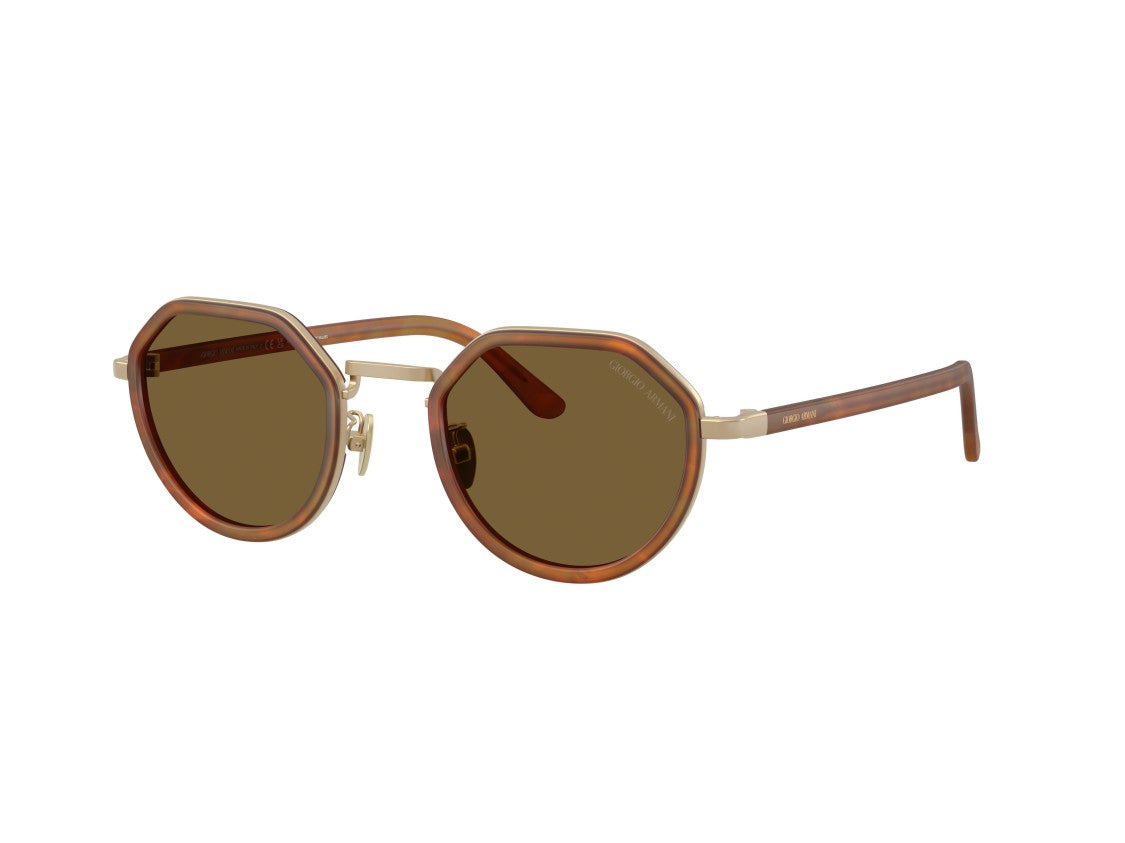 Giorgio Armani Gold 0Ar6181 Translucent Octagonal Sunglasses
