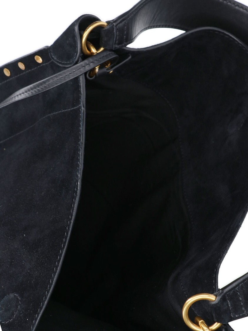 Isabel Marant Soft Black Suede Hobo Bag With Pouch And Magnetic Closure