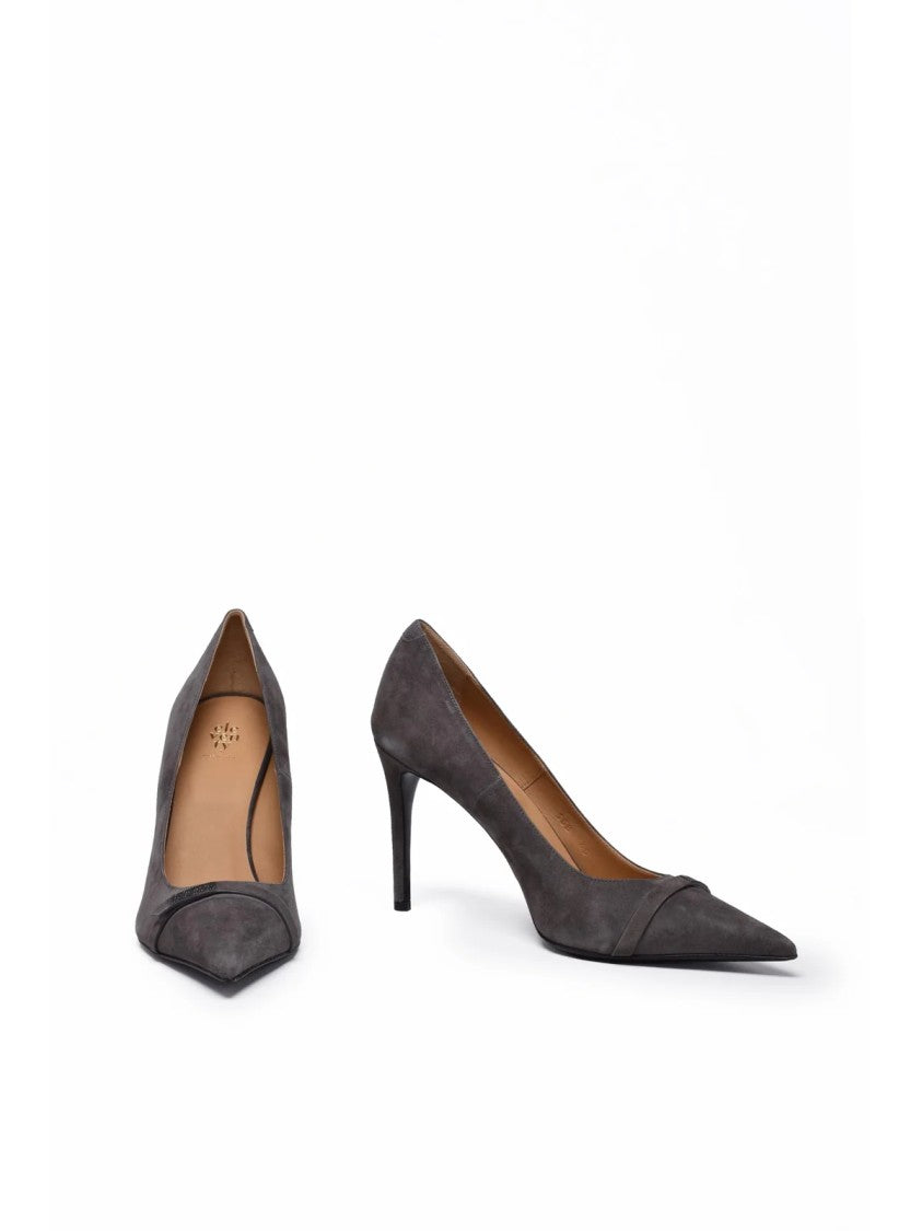 Eleventy Grey Pointed Toe Suede High Heel Pumps