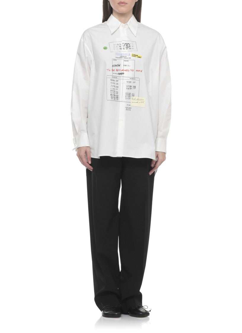 Mm6 By Maison Margiela White Printed Cotton Shirt