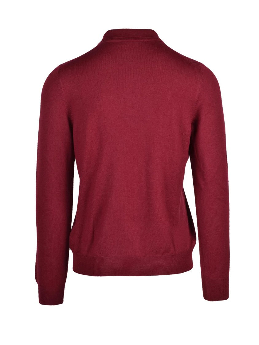 Gran Sasso Virgin Wool Polo Knit With Classic Collar And Ribbed Cuffs