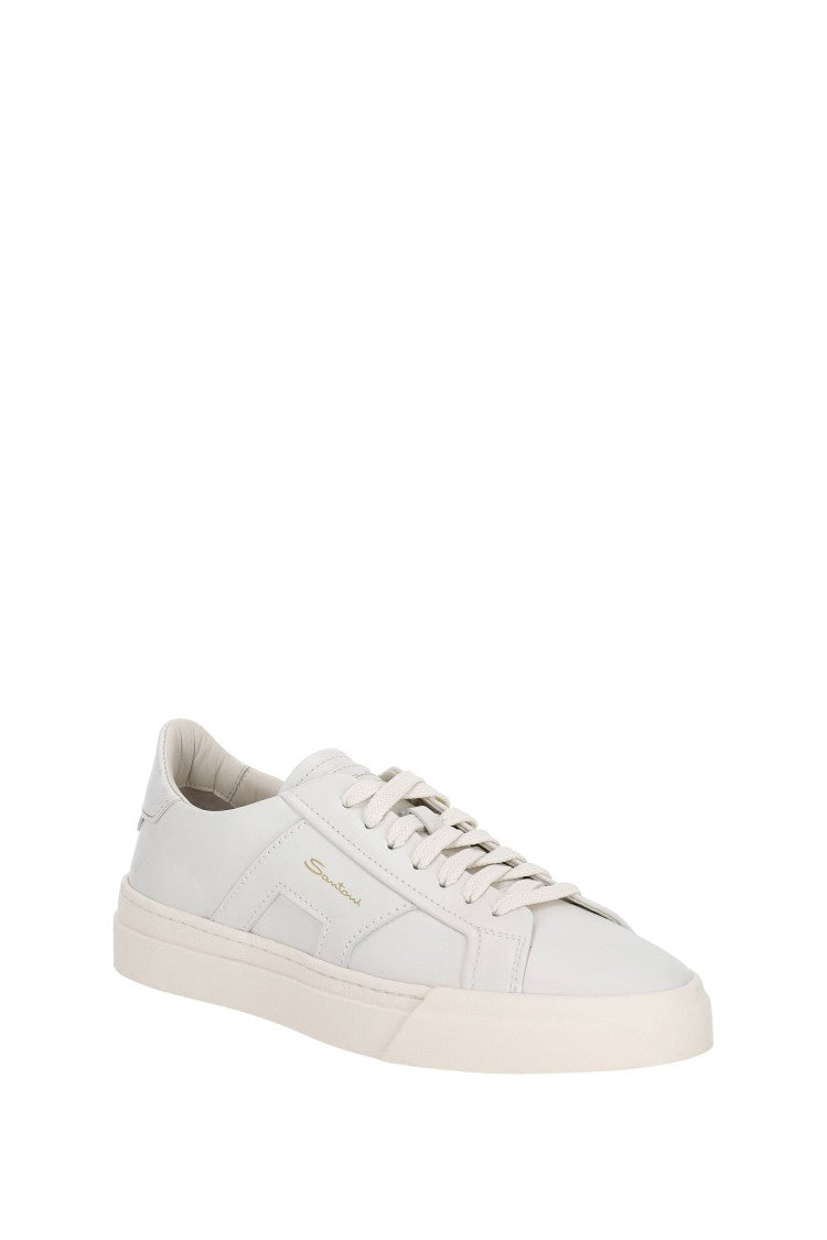 Santoni Double Buckle Leather Sneakers