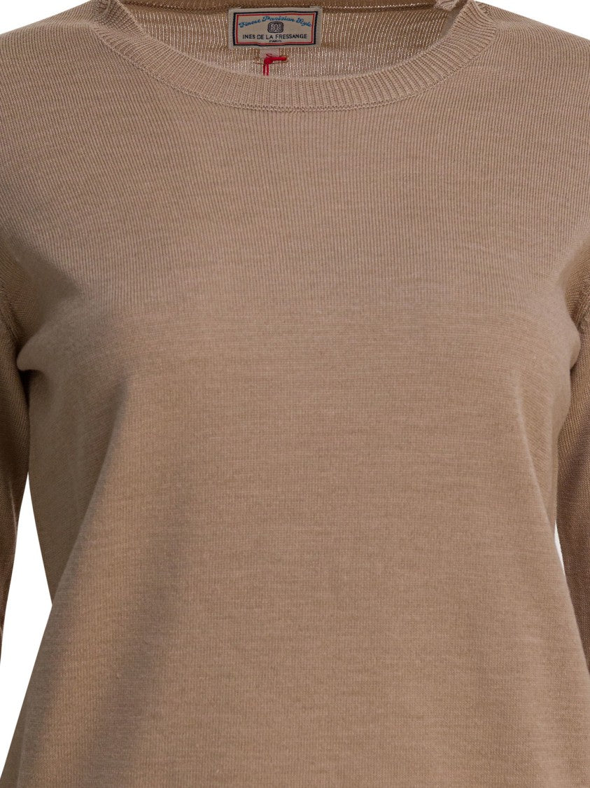 Ines De La Fressange Ribbed Merino Wool Knitwear With Crew Neckline