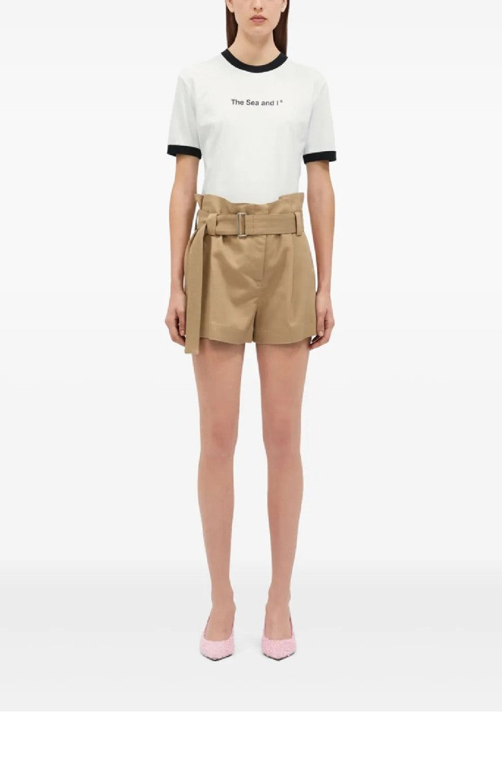 Msgm Tailored Beige Bermuda Shorts With Belted Waist