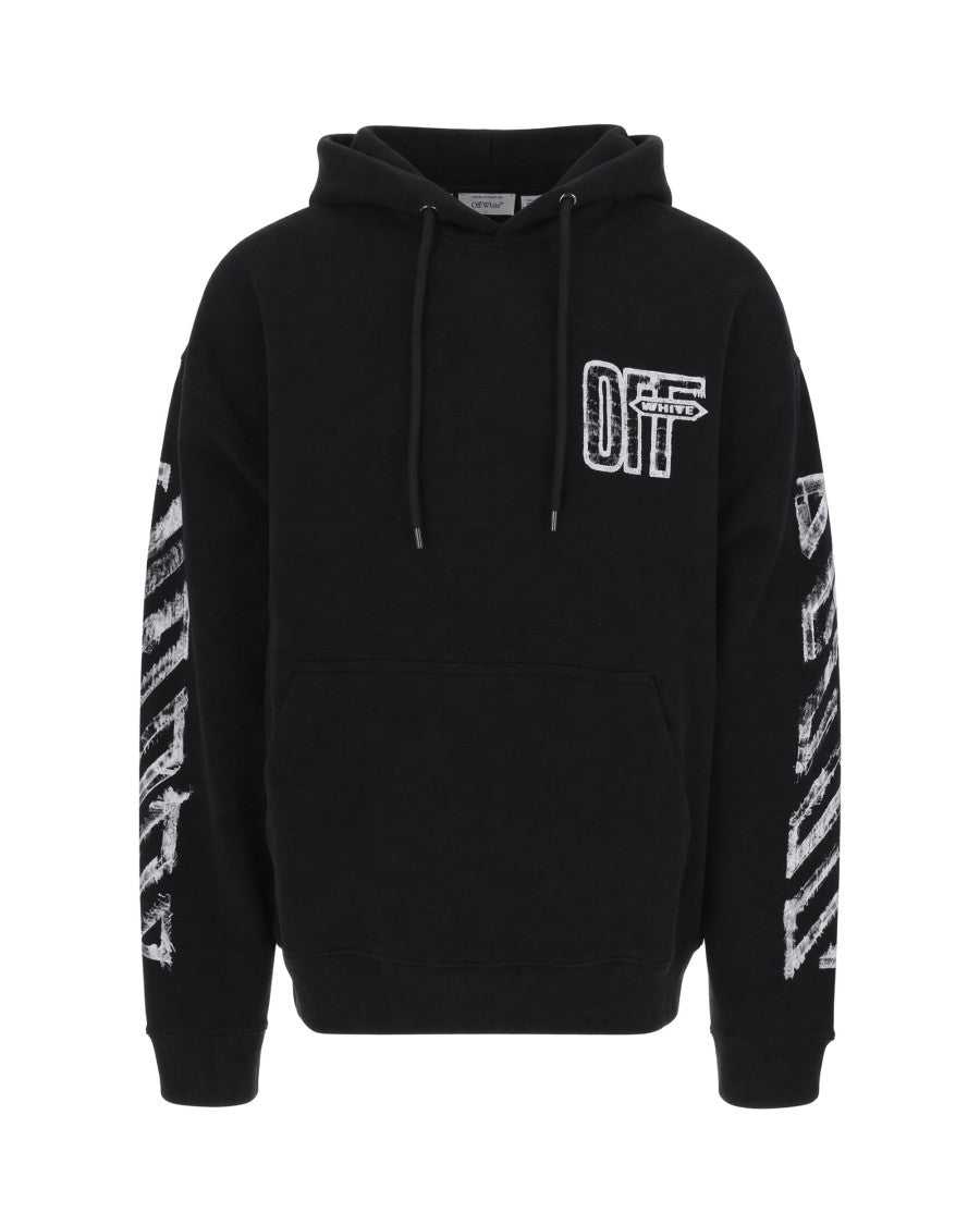 Off-White Black Cotton Diagonals Hooded Sweatshirt
