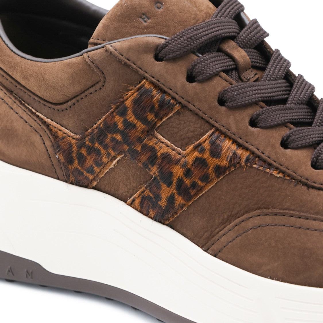 Hogan Chunky Brown Sneakers With Leopard Detail
