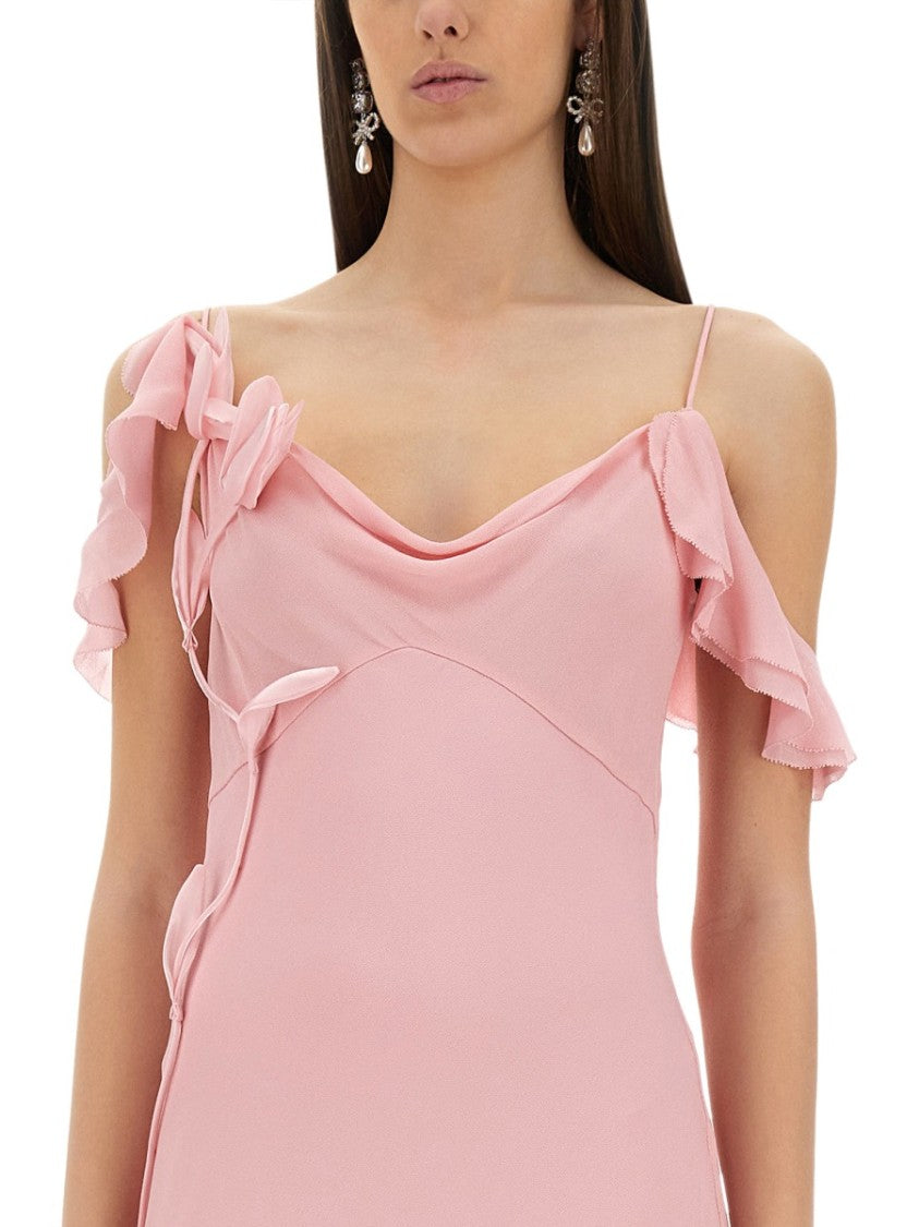 Self-Portrait Long Dress With Floral Appliqués