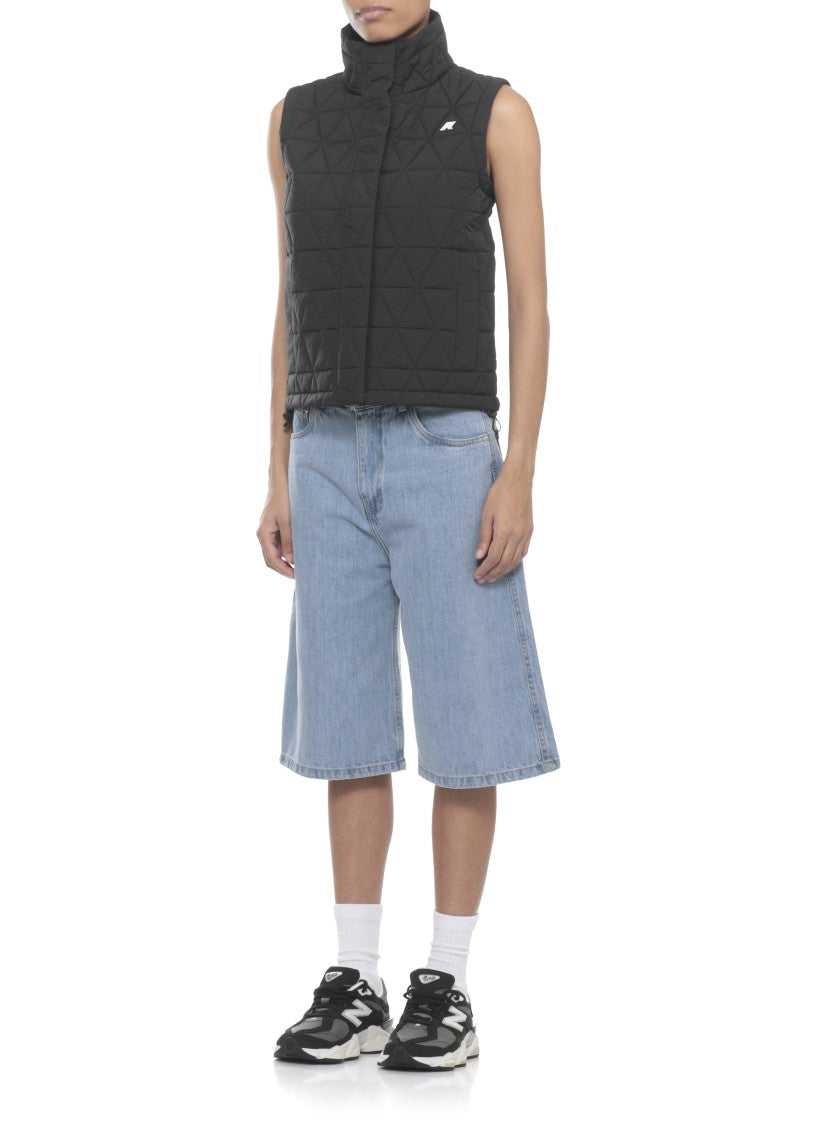 K-Way Black Satine Diamond Quilted Gilet