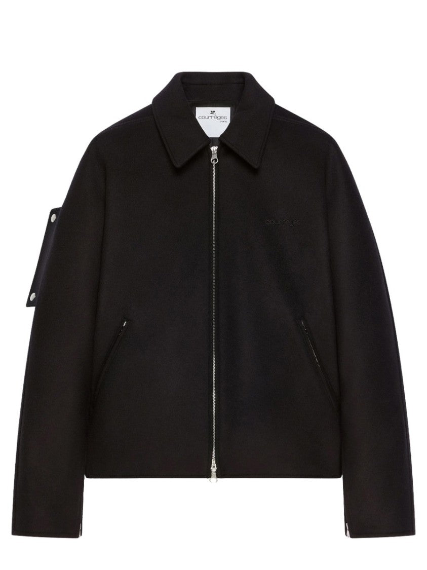 Courrèges Cropped Padded Wool Silk Jacket