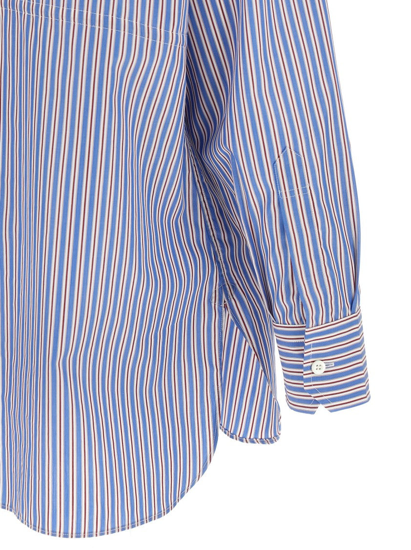 Prada Triangle Logo Striped Cotton Poplin Shirt