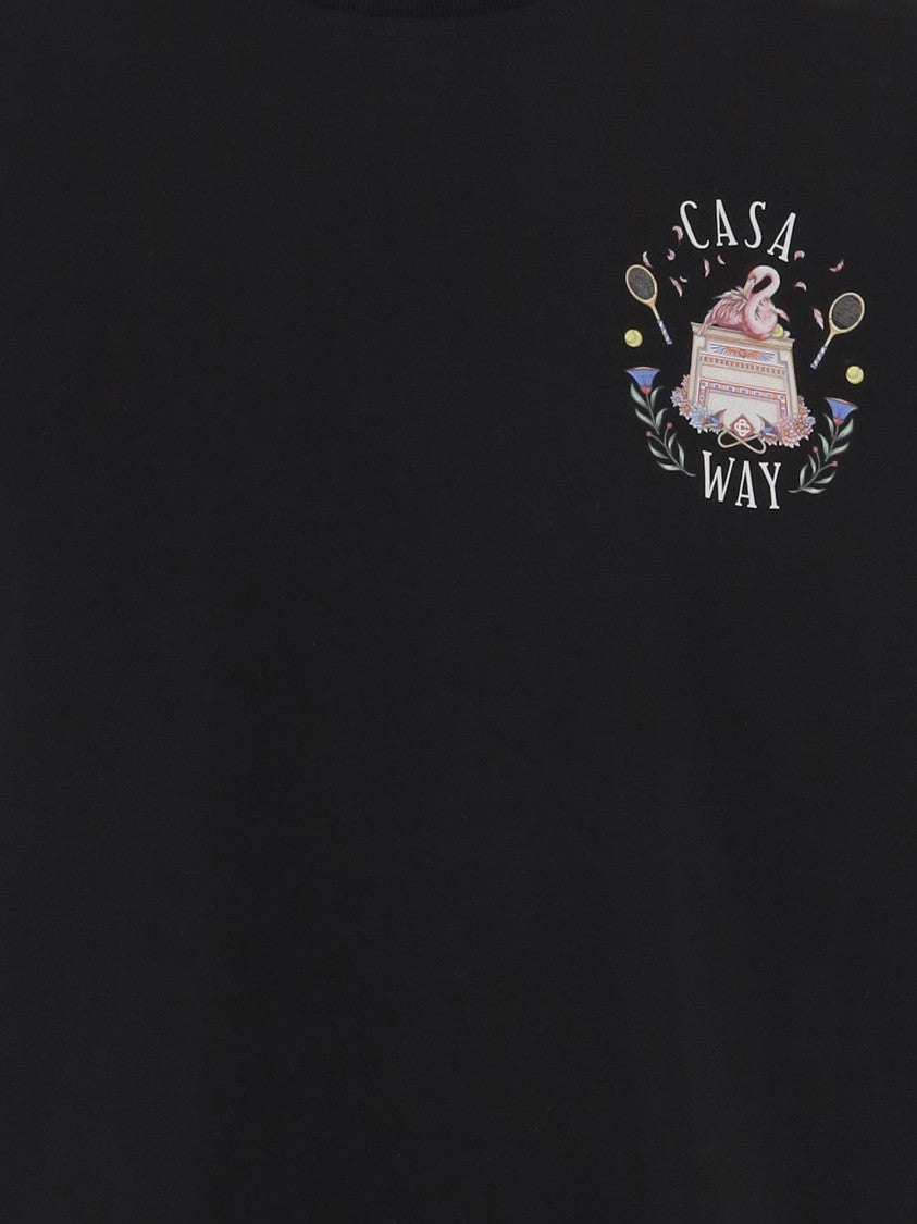 Casablanca Black Logo Print Cotton T-Shirt