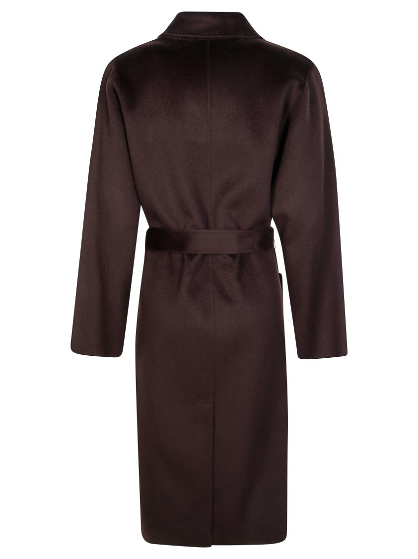 Elisabetta Franchi Dark Brown Wool Belted Coat