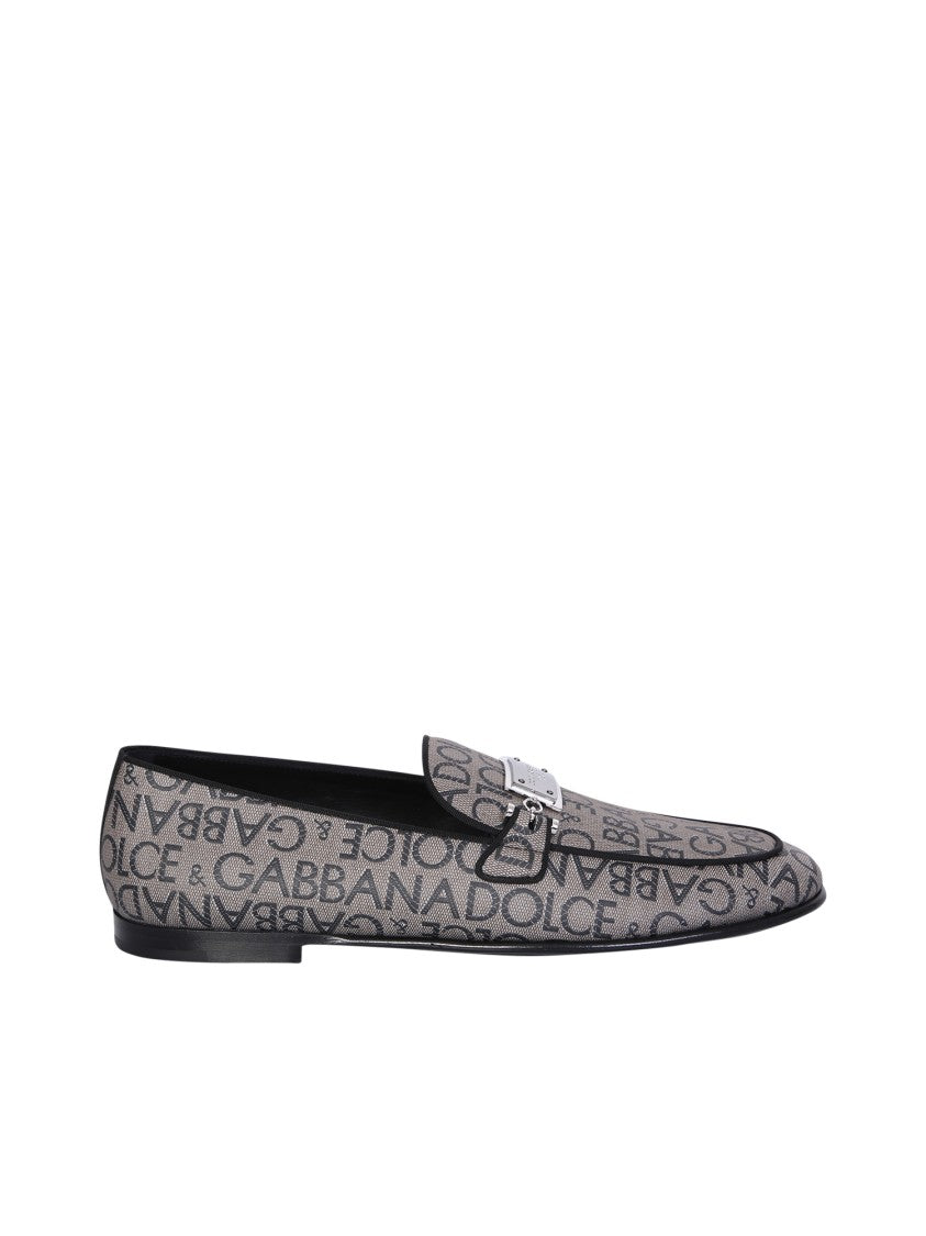 Dolce & Gabbana Brown Slip-On Jaquard Loafers