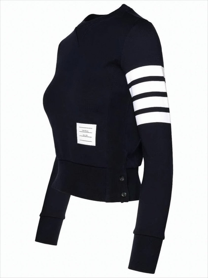 Thom Browne Fitted Long-Sleeve Cotton Top With Ribbed Cuffs