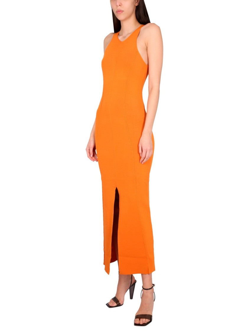 vivian westwood orange dress Vivienne Westwood Fitted Bodice Orange Cotton Midi Dress