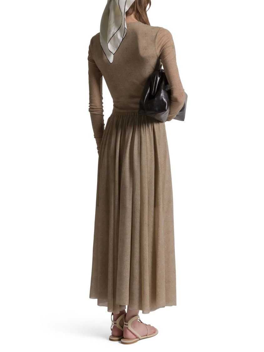 Alberta Ferretti Fitted Long-Sleeve Top With Deep Scoop Neckline