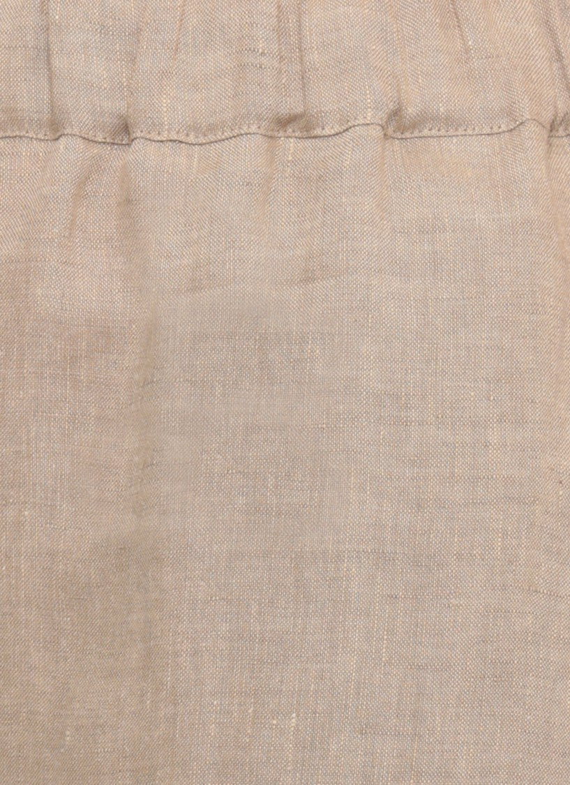 Antonelli Firenze Brown Svezia Drawstring Linen Straight-Leg Pants