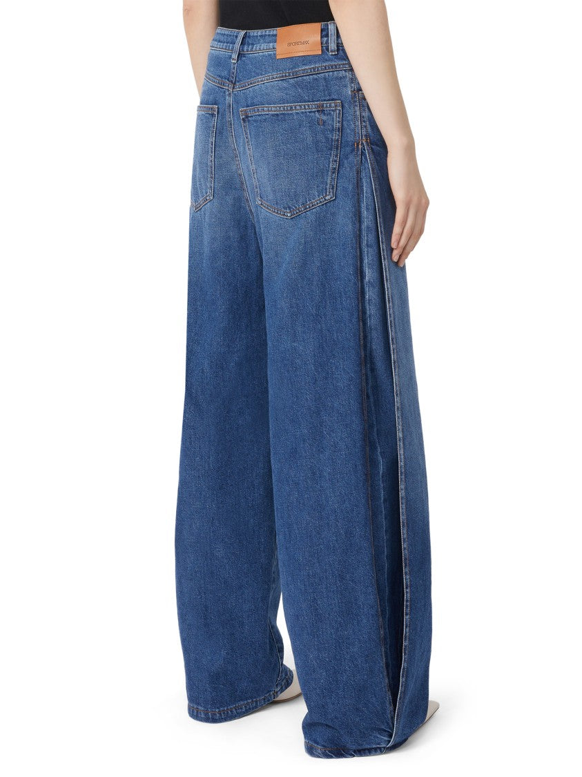 Max Mara Wide-Leg Blue Jeans With Vintage Wash