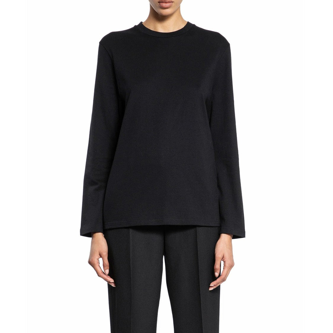 Jil Sander Black Long-Sleeved T-Shirt With Chic Logo Detail