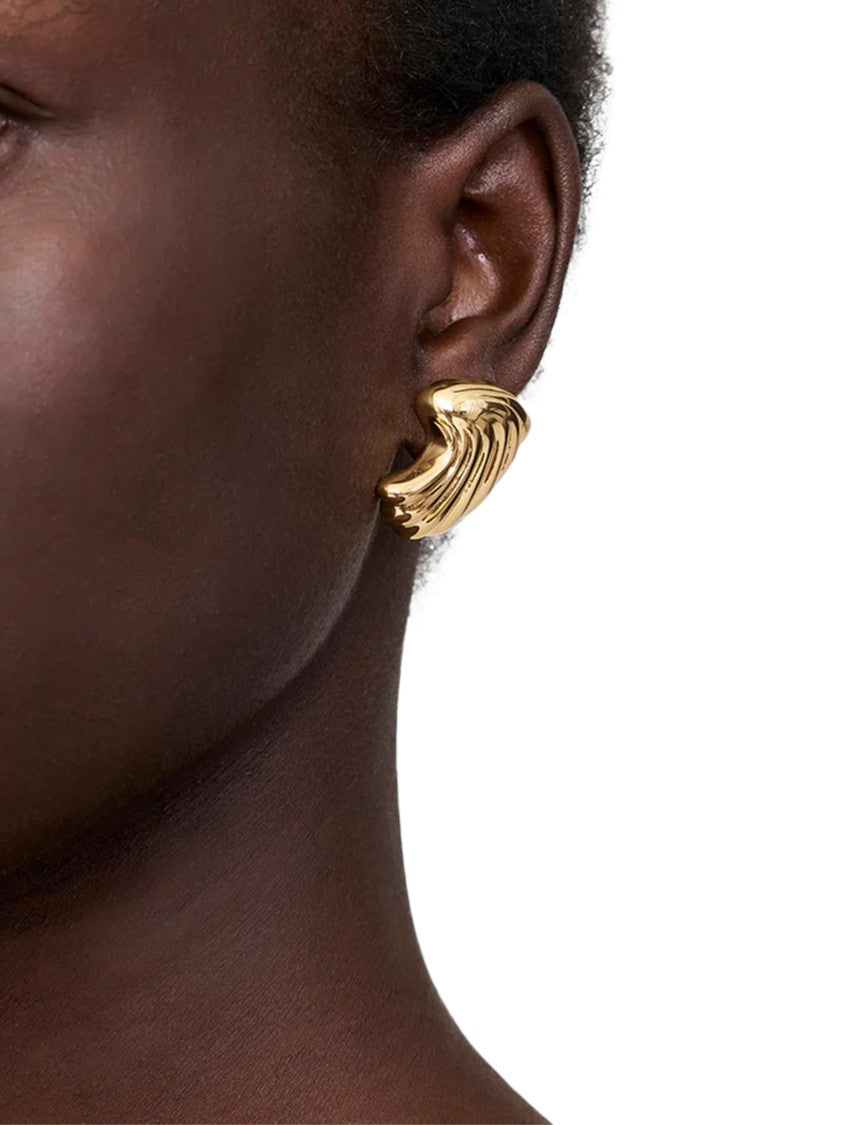 Anine Bing Curved Shell Earrings In 14K Gold Plated Brass