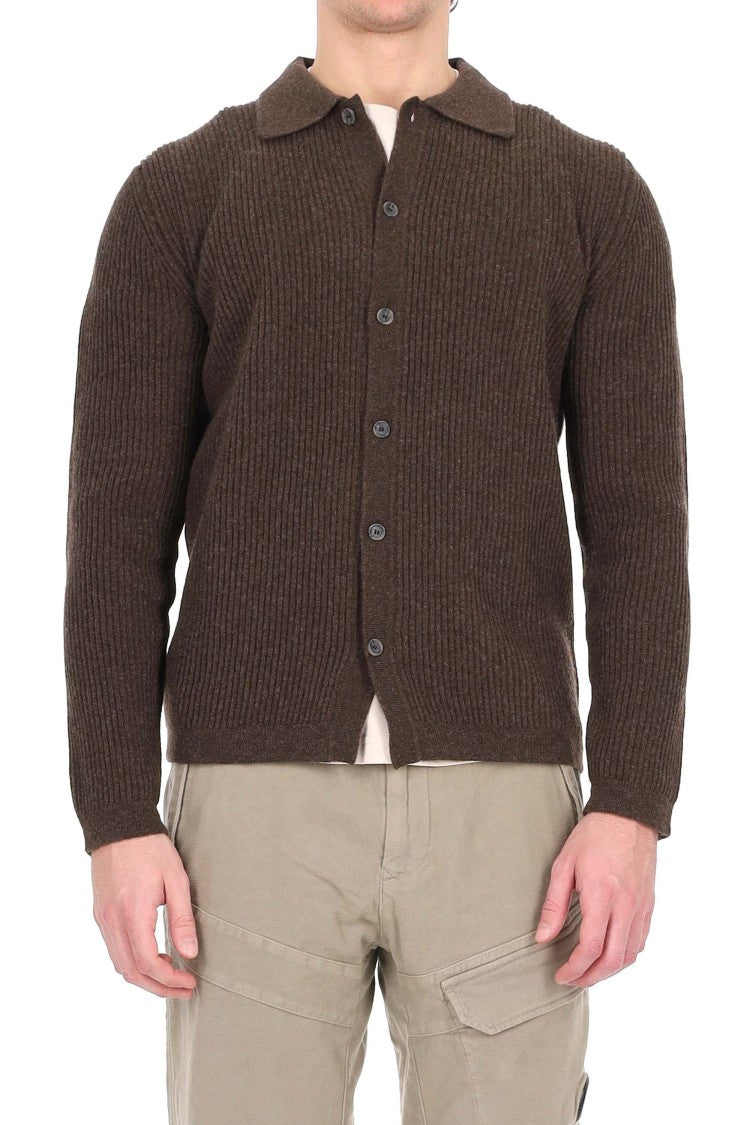 Barba Ribbed Wool Buttoned Shirt With Collar