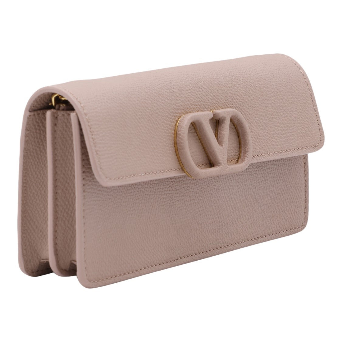 Valentino Garavani Rectangular Pebbled Leather Structured Silhouette Clutch