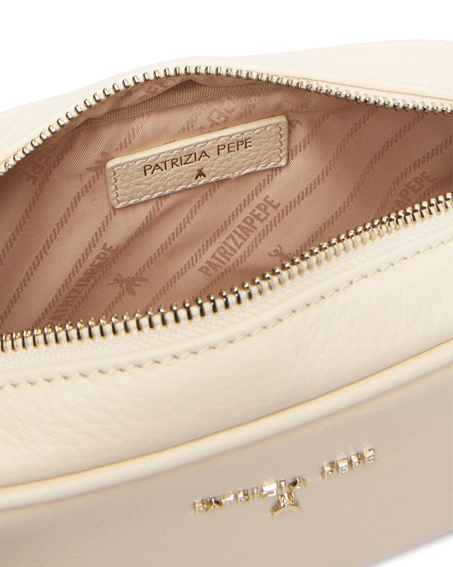 Patrizia Pepe Wooly White Leather Crossbody Bag