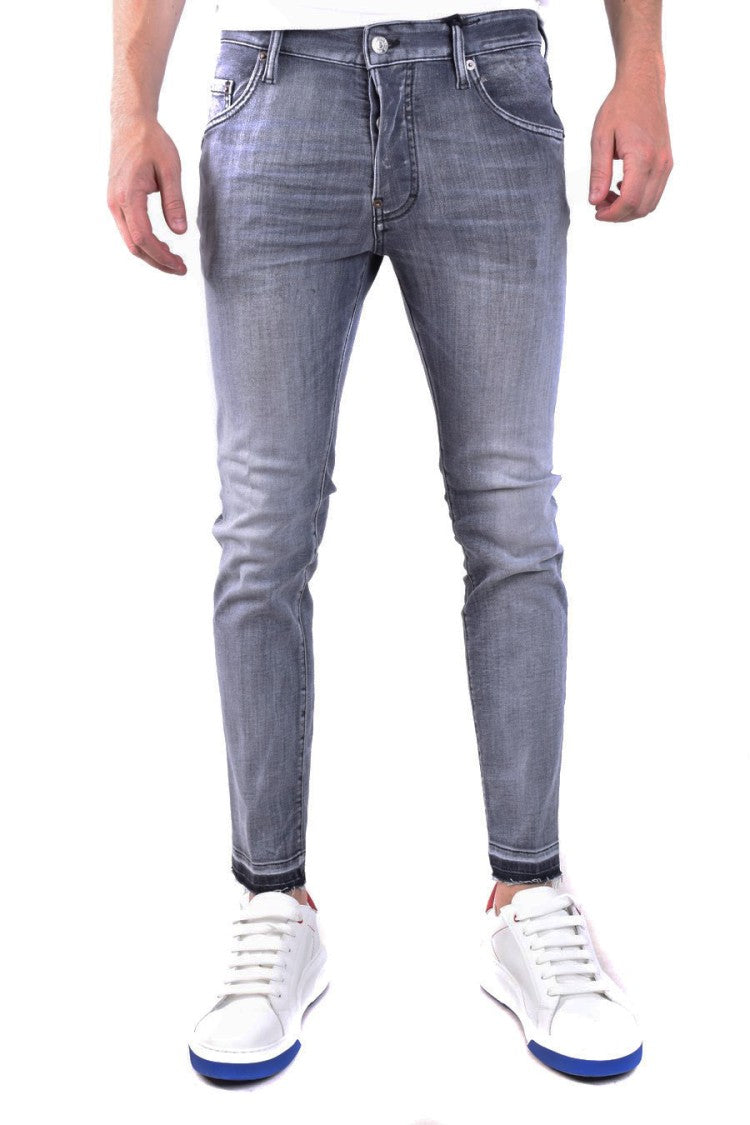 Dsquared2 Grey Faded Cotton Blend Jeans