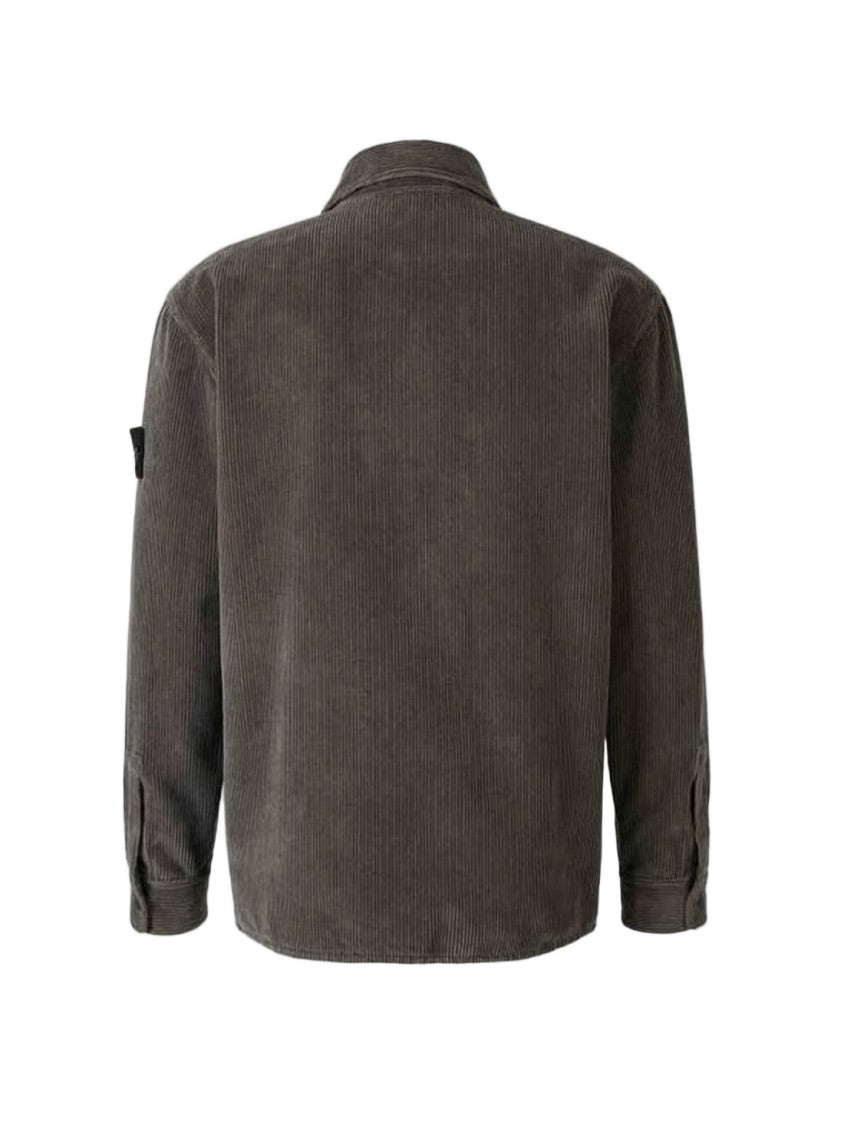 Stone Island Organic Cotton Corduroy Overshirt With Classic Collar
