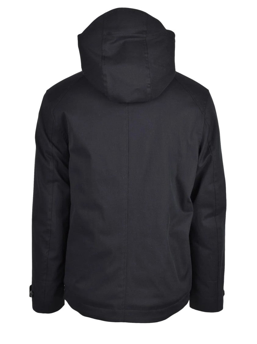 Officina 36 Black Cotton-Blend Removable Hood Jacket
